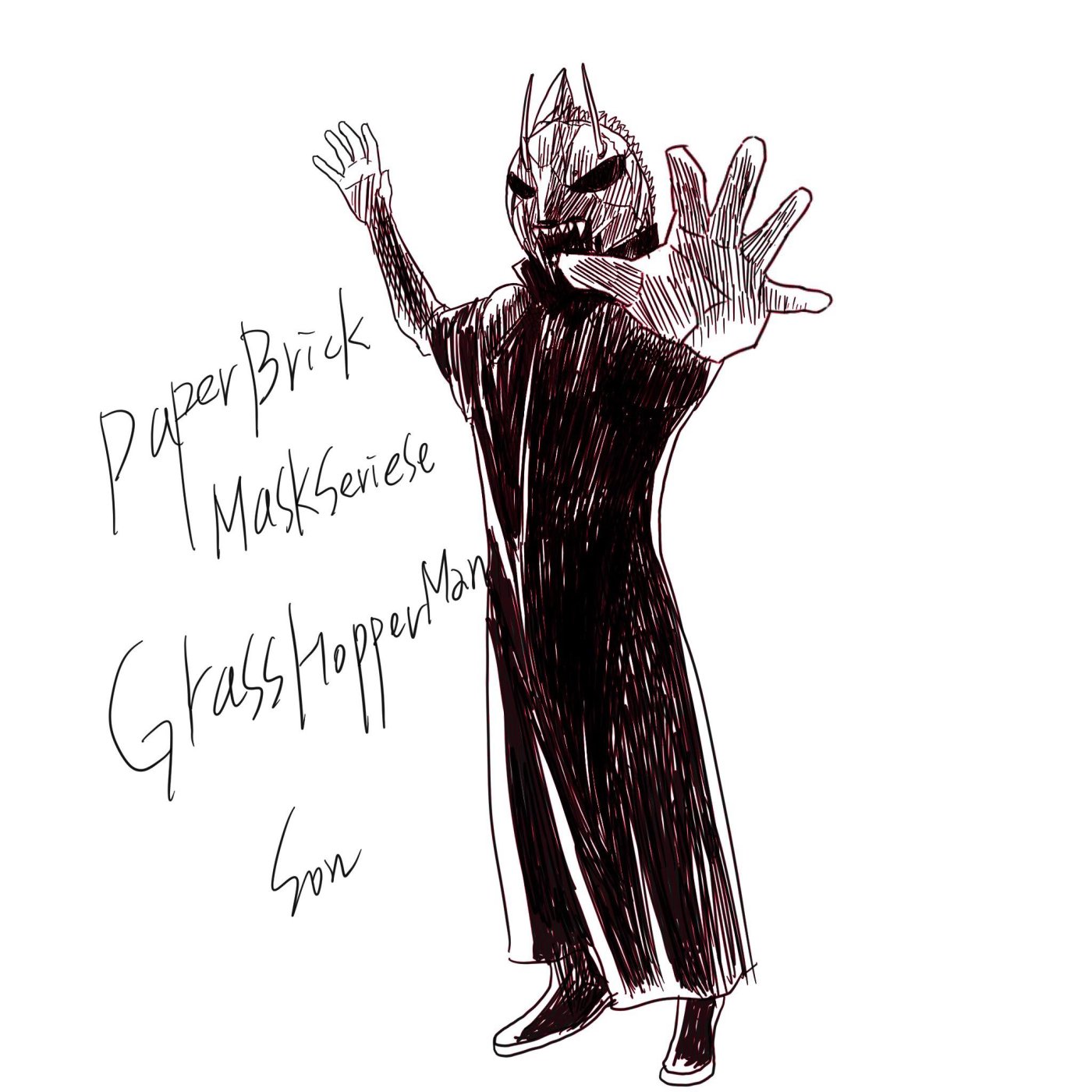 페이퍼브릭 악당마스크 메뚜기맨 아이패드로 그리기