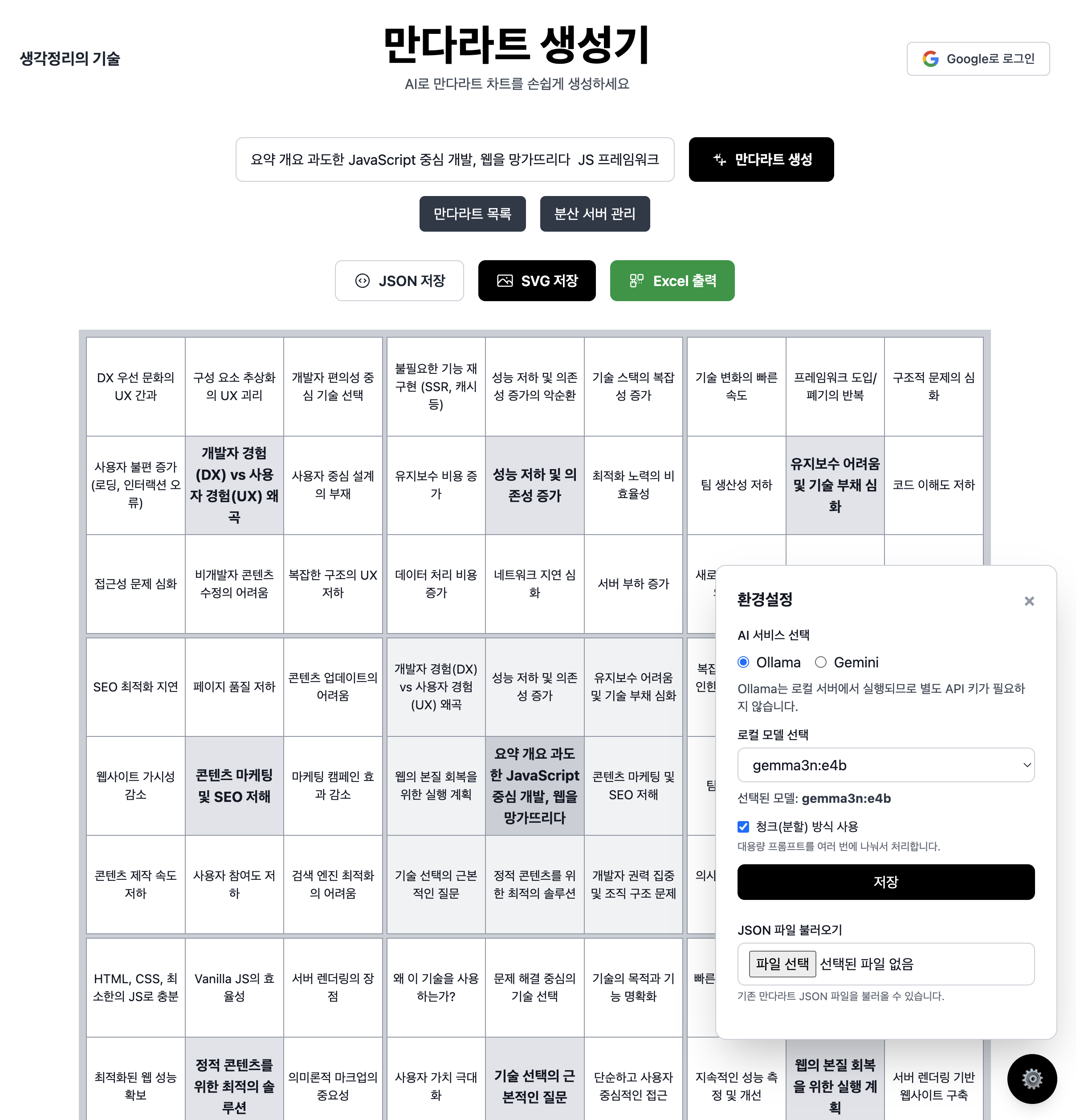 하이브리드 만다라트 생성기 AI+AI