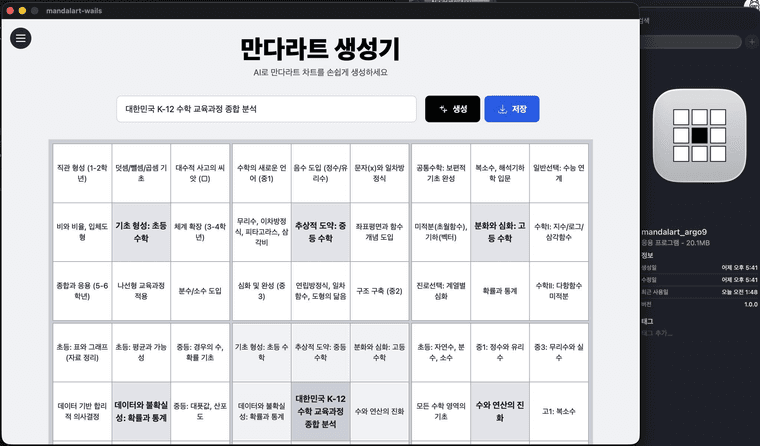 맥, 윈도우, 리눅스용 어플리케이션으로 만다라트 생성기